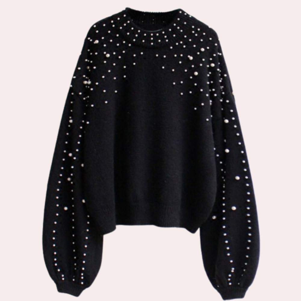 Stylish women's sweater with pearls