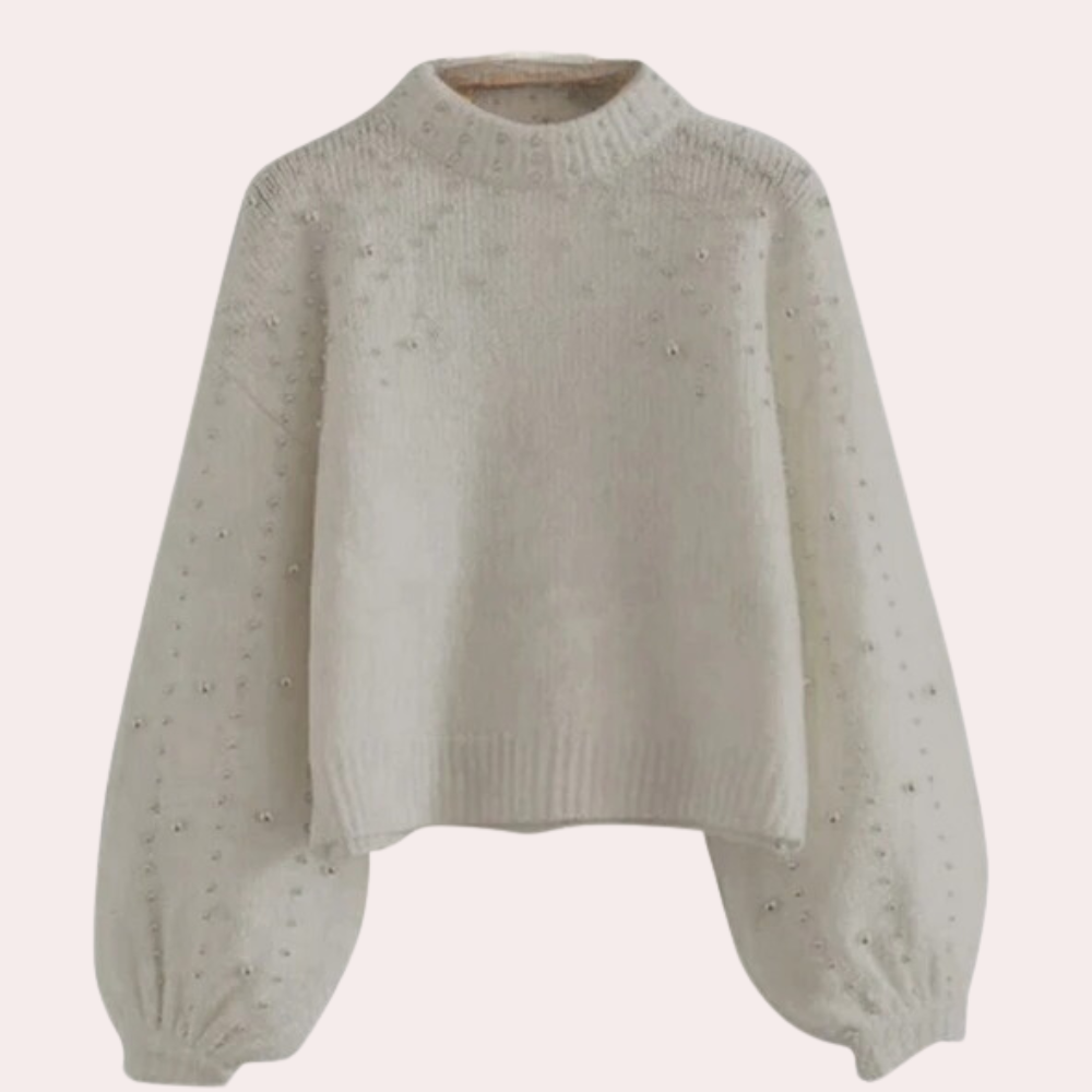 Stylish women's sweater with pearls
