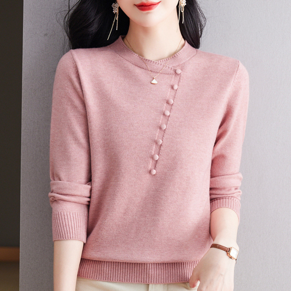Stylish women's sweater with buttons