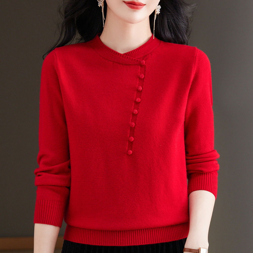 Stylish women's sweater with buttons