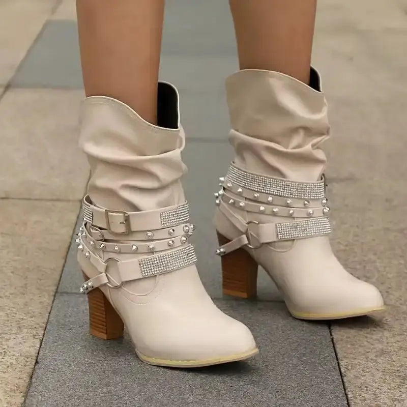 Strass-Embellished Ankle Boots for Women – Chic & Comfortable