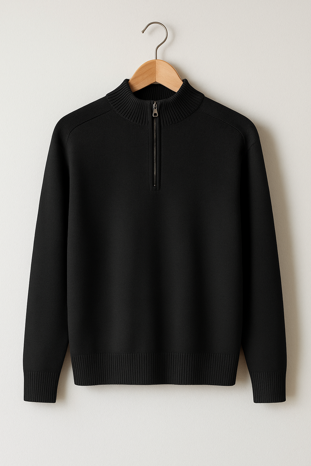 Mens Knitted Sweater With High Collar And Half Zip For Winter Layering And Comfort