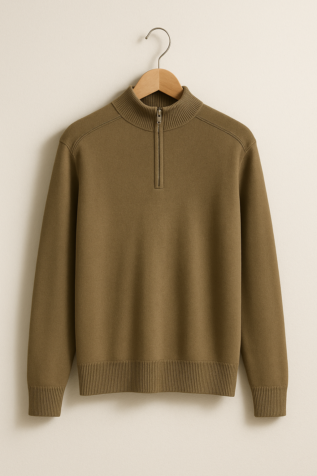 Mens Knitted Sweater With High Collar And Half Zip For Winter Layering And Comfort