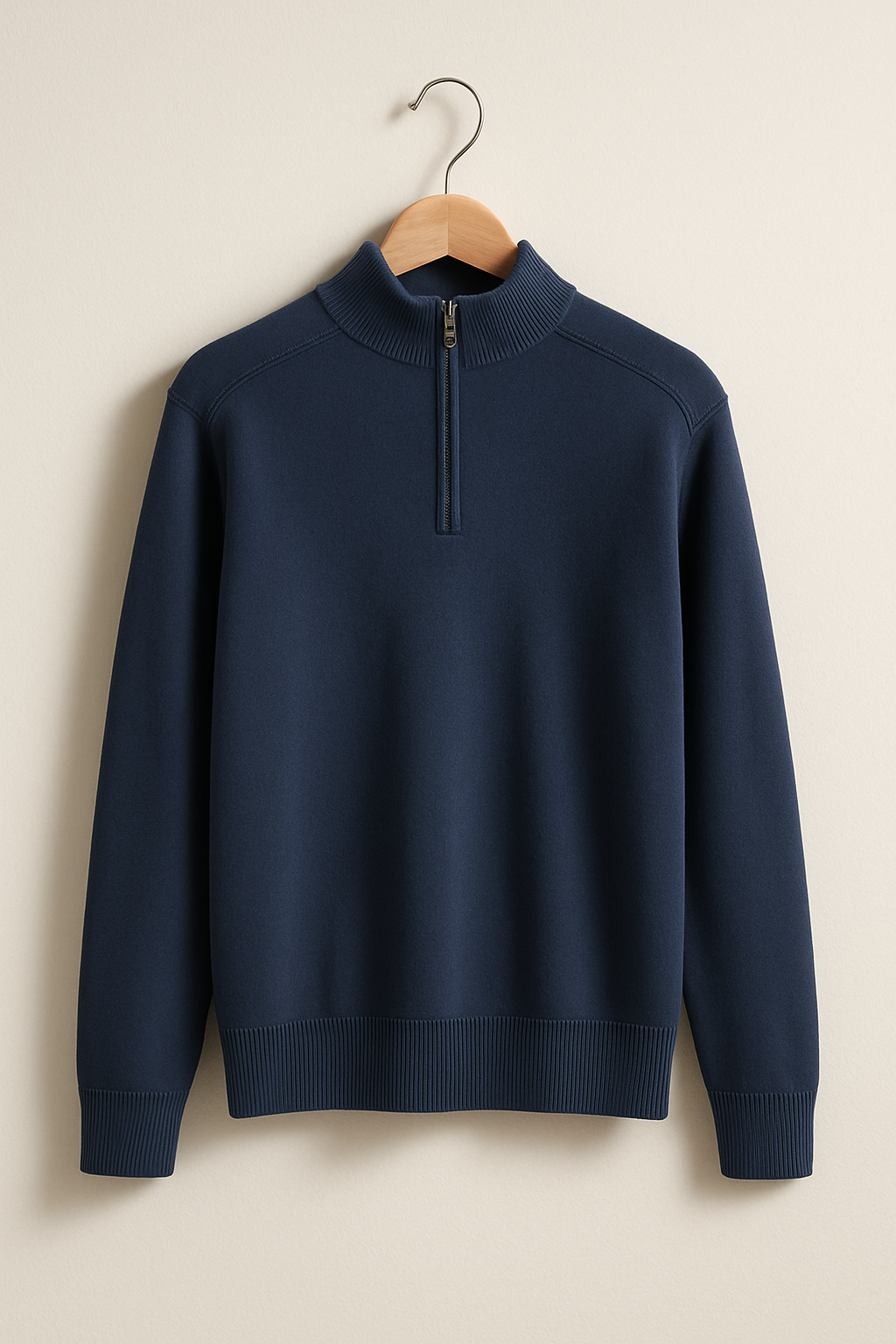 Mens Knitted Sweater With High Collar And Half Zip For Winter Layering And Comfort