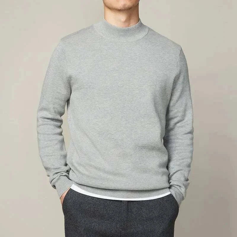 Knitted Sweater With Half Turtleneck Premium Cozy Unisex Pullover For Comfort Warmth And Shape Retention