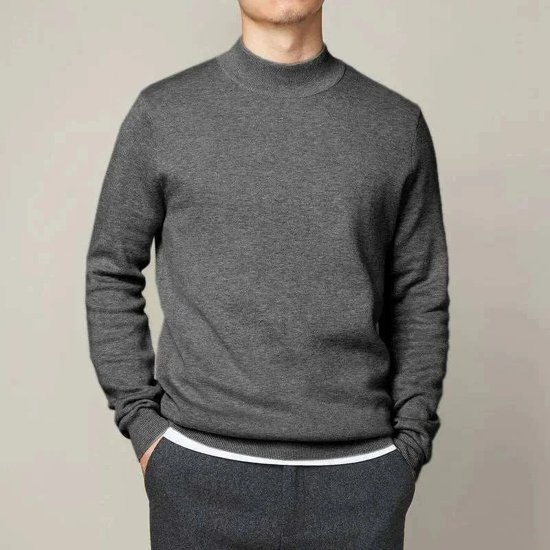 Knitted Sweater With Half Turtleneck Premium Cozy Unisex Pullover For Comfort Warmth And Shape Retention