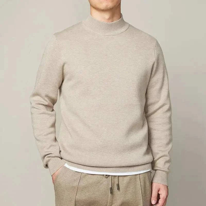 Knitted Sweater With Half Turtleneck Premium Cozy Unisex Pullover For Comfort Warmth And Shape Retention