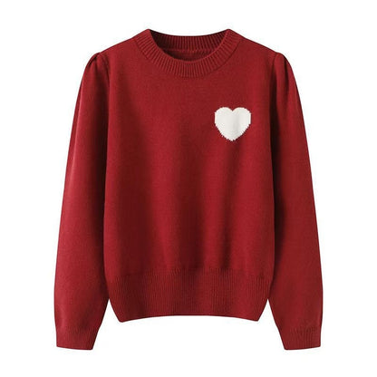 Women's knitted sweater with heart details