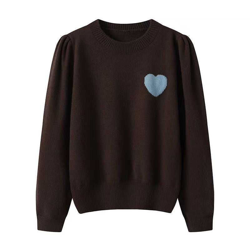 Women's knitted sweater with heart details
