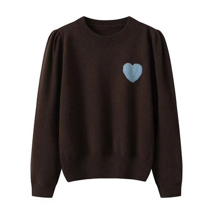 Women's knitted sweater with heart details