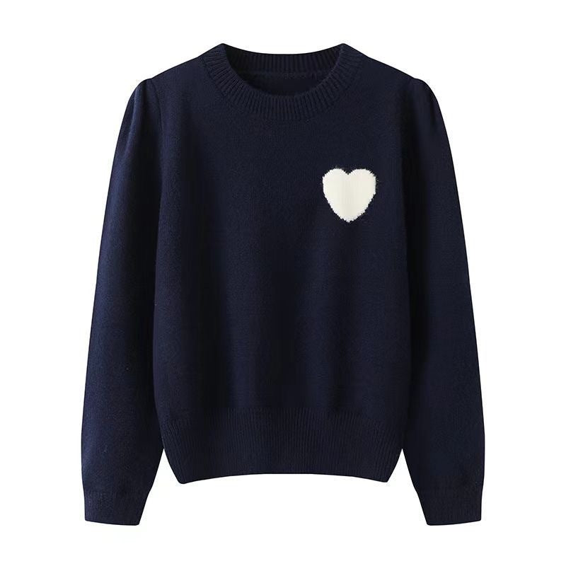 Women's knitted sweater with heart details