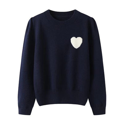 Women's knitted sweater with heart details