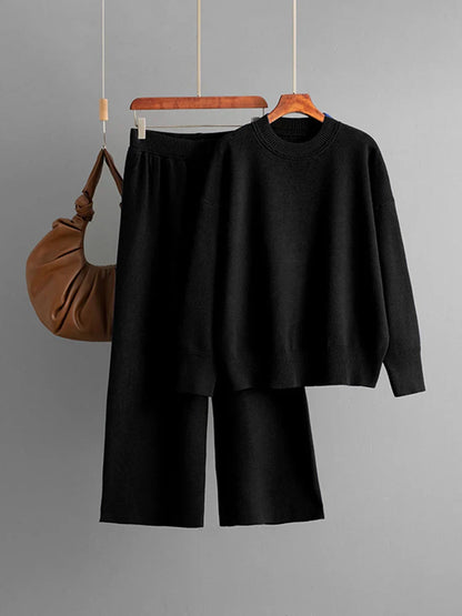 Knitting Kit for Women Cozy Knit Set with Loose Sweater and Wide Pants One Size for Effortless Autumn and Winter Comfort