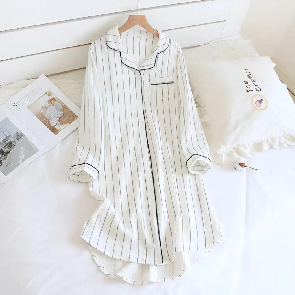 Striped Cotton Nightgown for Women – Cool & Comfortable Plus Size Option
