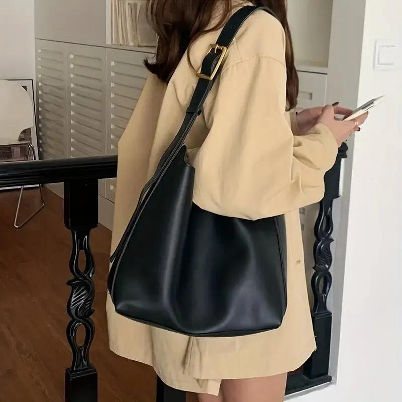 TrendAura Structured Shoulder Bag For Women - Polished Vegan Leather With Wide Adjustable Strap