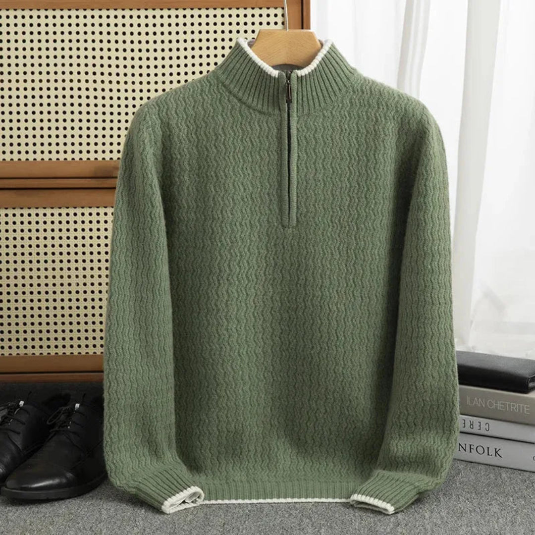 Knitted Half Zip Sweater With High Collar For Breathable Comfort And Easy Layering For Everyday Casual Wear