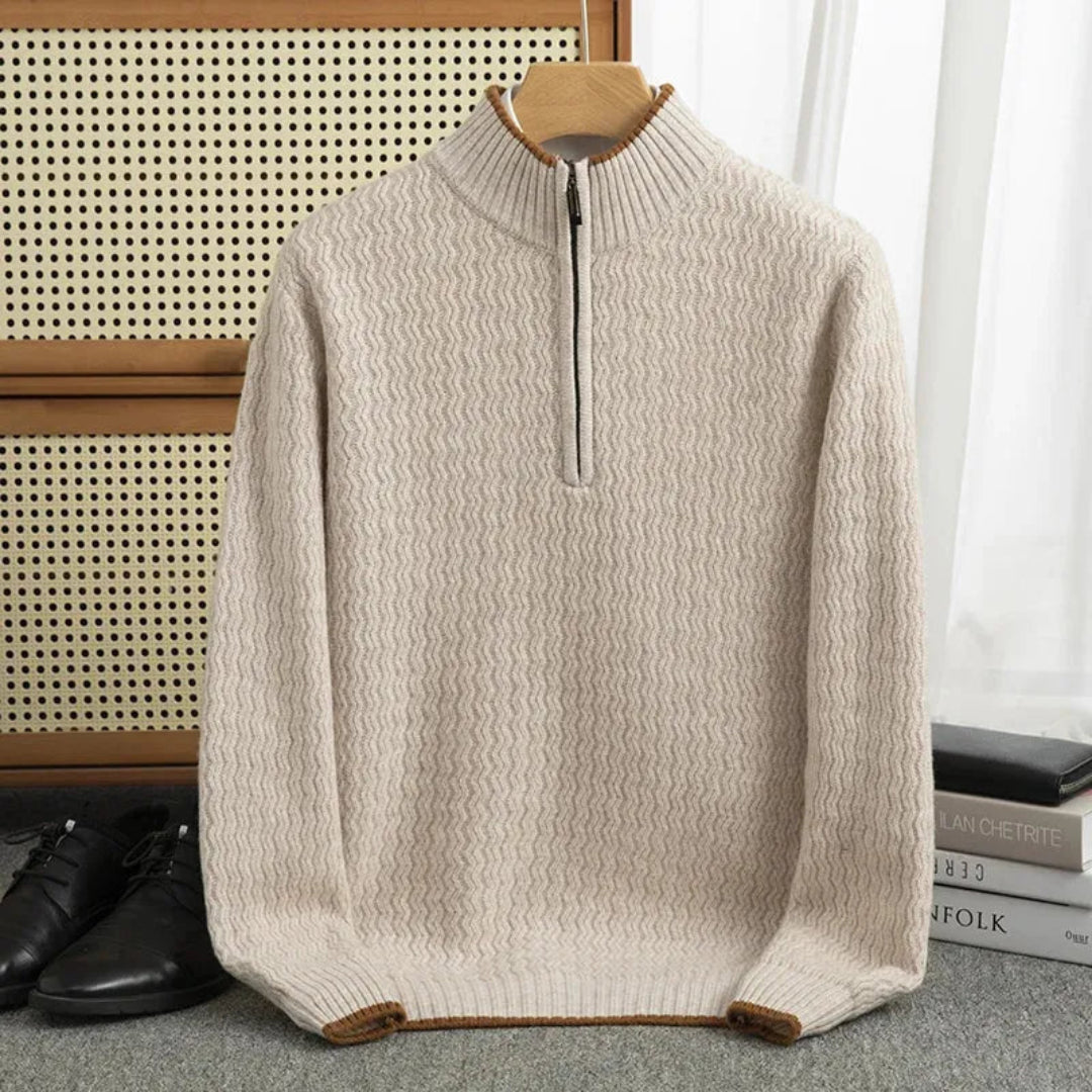 Knitted Half Zip Sweater With High Collar For Breathable Comfort And Easy Layering For Everyday Casual Wear