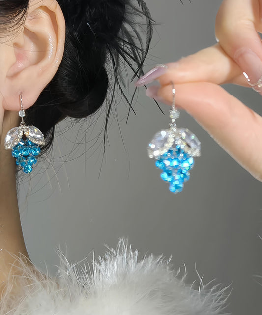 Boucles d'oreilles pendantes en forme de raisins en alliage bleu et cristal de zircon - TrendAura