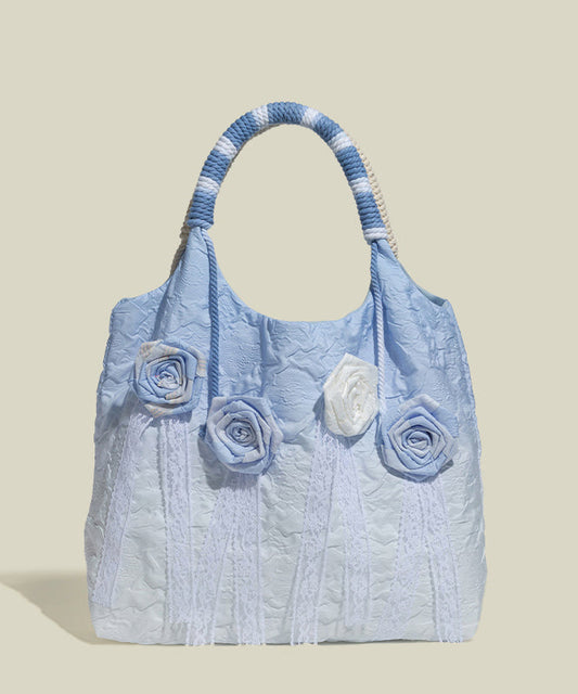 Sacs fourre-tout en coton à motif floral bleu dégradé de style - TrendAura