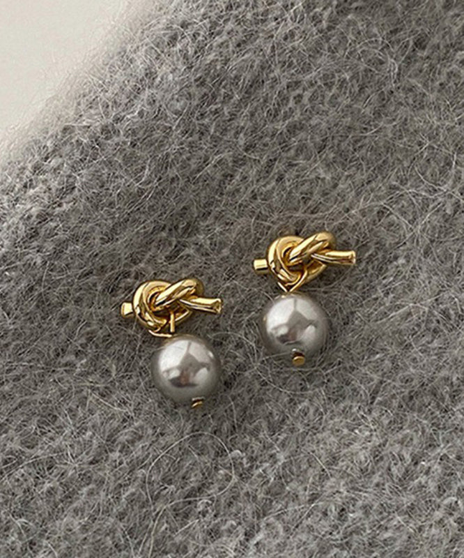 Boucles d'oreilles pendantes en résine et perles surdorées en cuivre gris - TrendAura