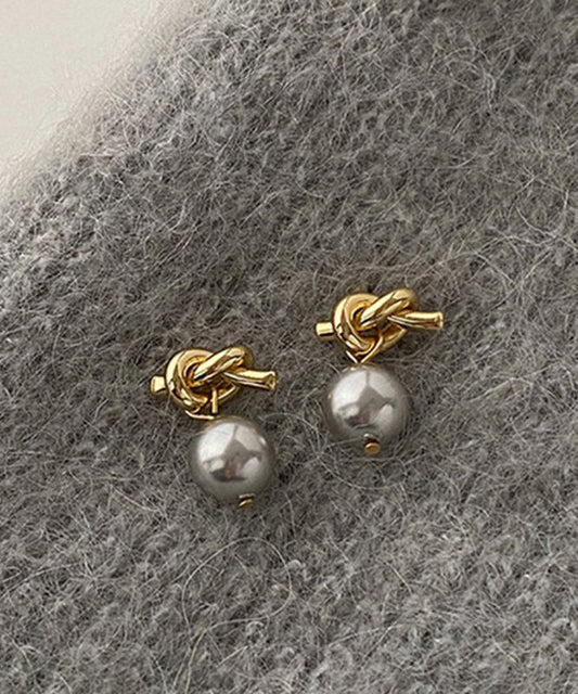 Boucles d'oreilles pendantes en résine et perles surdorées en cuivre gris - TrendAura
