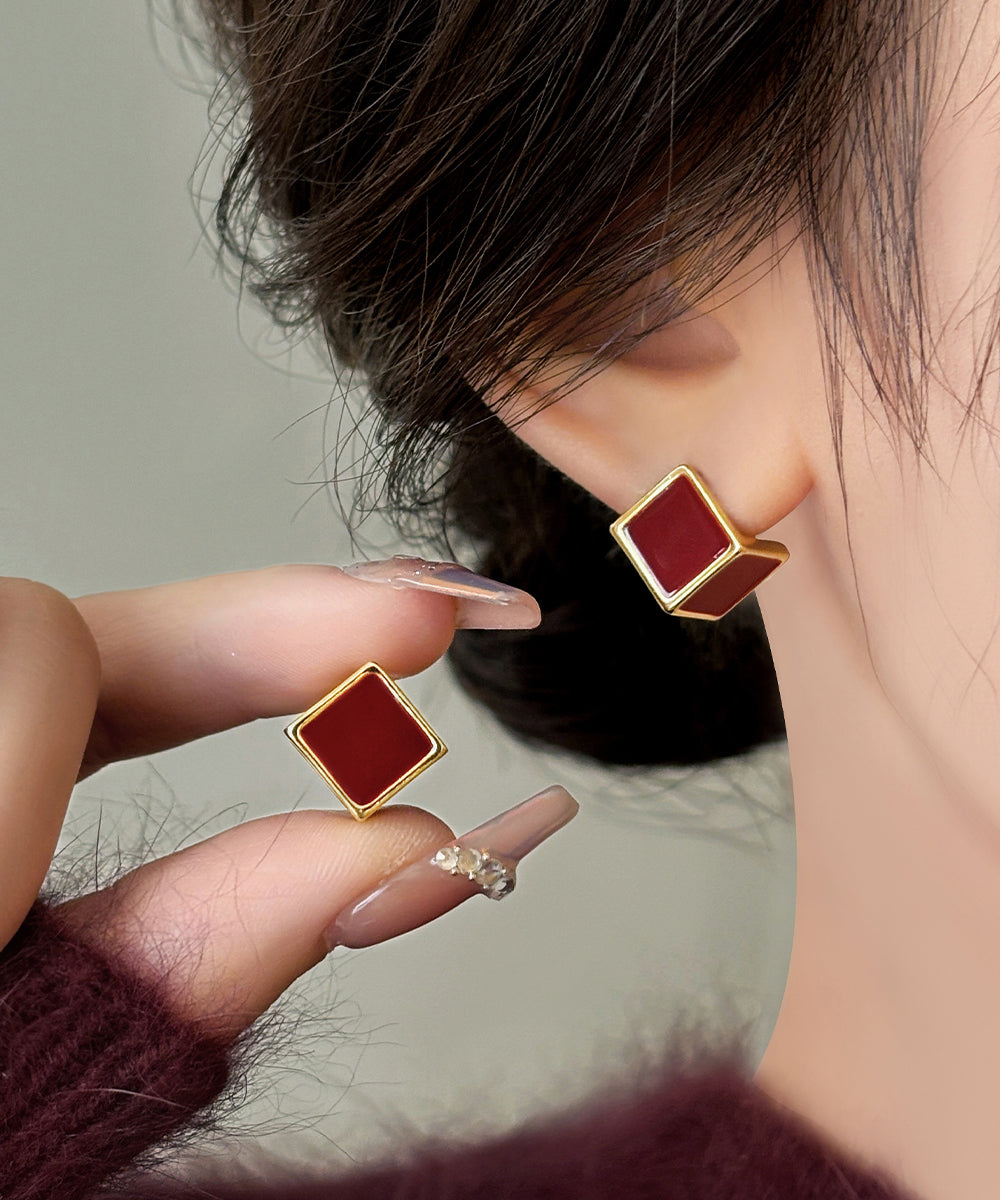 Boucles d'oreilles à tige carrées en cuivre surdoré de style mûrier - TrendAura
