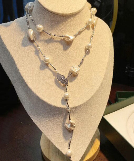 Collier avec pendentif en perles blanches en acier inoxydable - TrendAura