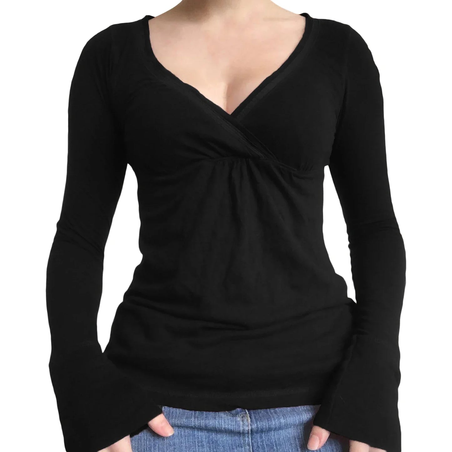 Stylish long-sleeve shirt for women with V-neck