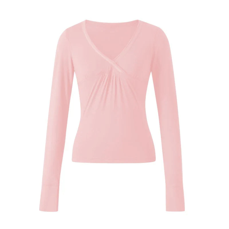 Stylish long-sleeve shirt for women with V-neck