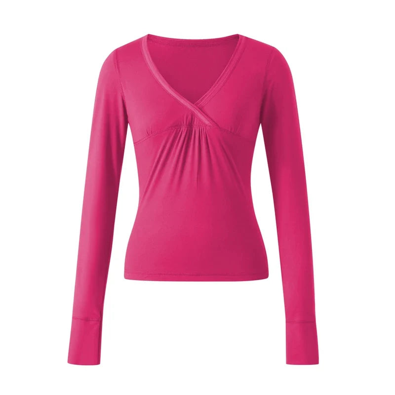 Stylish long-sleeve shirt for women with V-neck