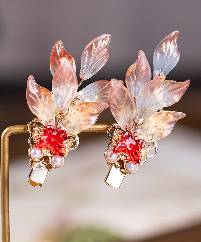 Paire d'épingles à cheveux élégantes en alliage de cuivre avec perles colorées et émaillées, motif poisson koï, pour filles - TrendAura