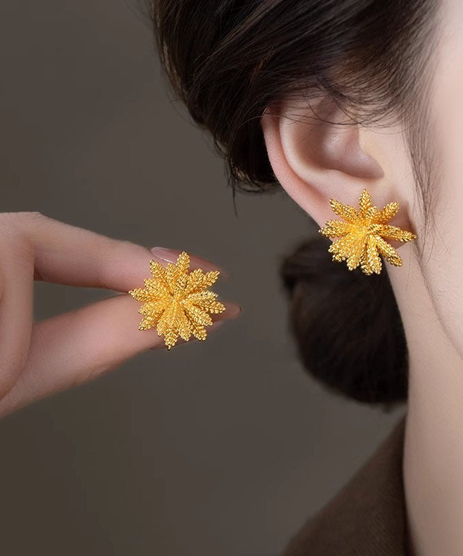 Boucles d'oreilles élégantes en alliage de cuivre doré en forme d'oreille de blé - TrendAura
