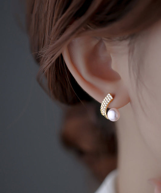 Boucles d'oreilles créoles élégantes en cuivre doré et zircon - TrendAura