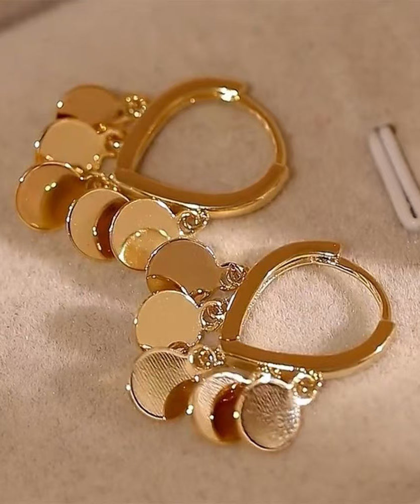Boucles d'oreilles créoles élégantes à pampilles en métal doré et paillettes - TrendAura