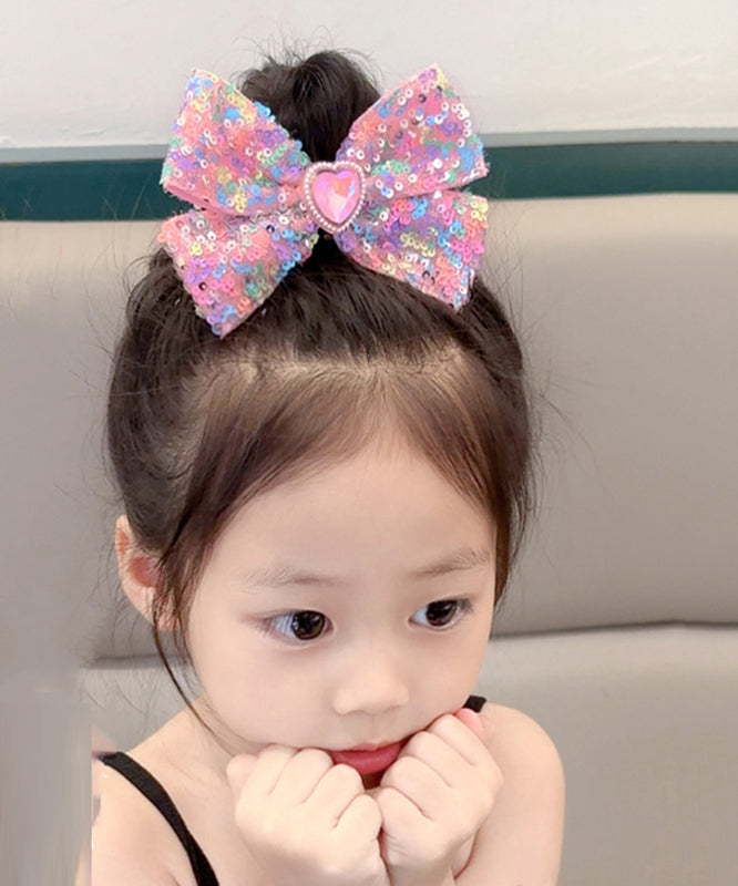 Épingle à cheveux élégante en alliage arc-en-ciel avec nœud en perles et paillettes pour enfants - TrendAura
