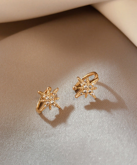 Boucles d'oreilles élégantes à clous en or rose, cuivre et zircon hexagramme - TrendAura