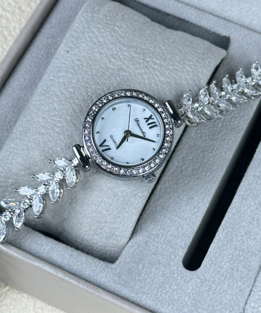 Montres élégantes en soie, acier inoxydable, zircon, mouvement à quartz, étanches - TrendAura