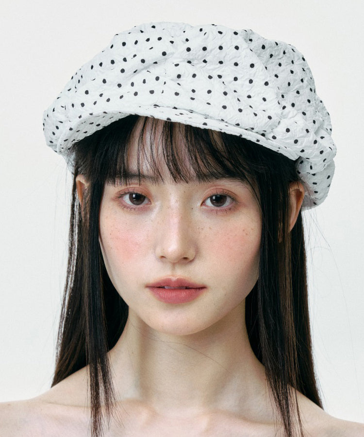 Chapeau breton fin et polyvalent à pois blancs - TrendAura