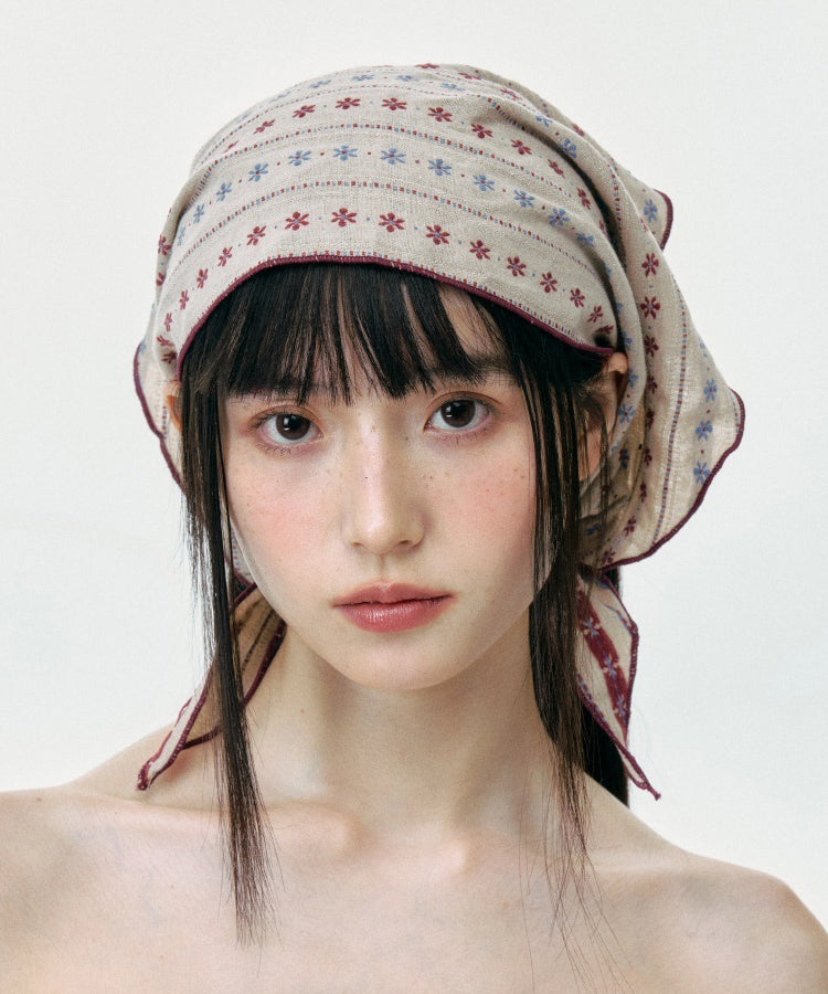 Chapeau foulard triangulaire d'été à imprimé beige coréen - TrendAura