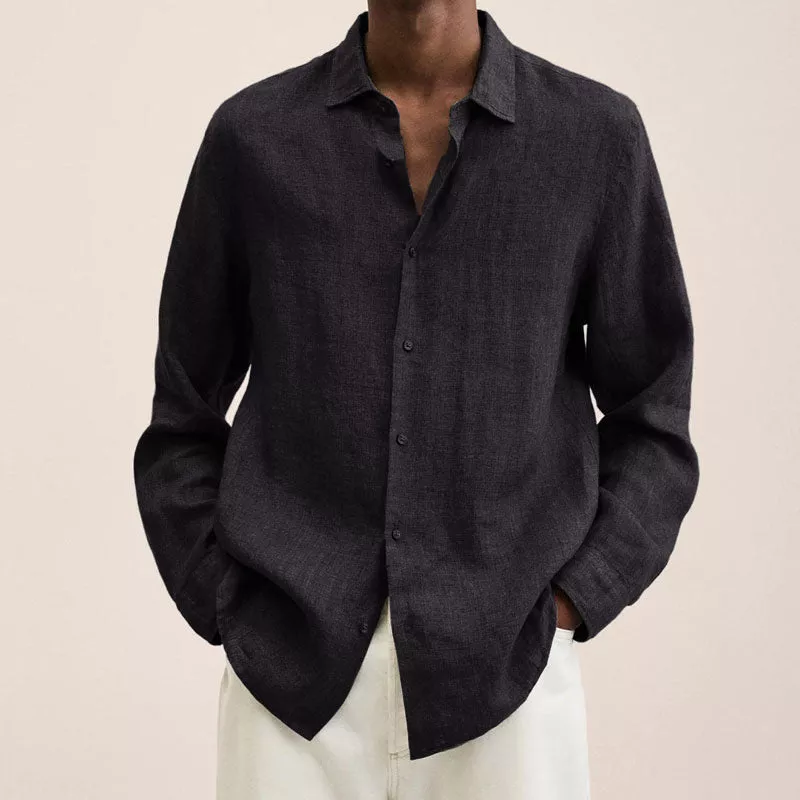 Noah Linen Shirt For Men - Breathable Linen, All Day Comfort, Turn-Down Collar, Casual Essential