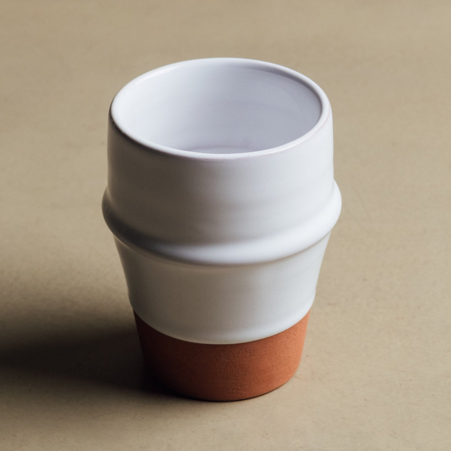 Earth Hues White & Ochre Red Beldi Cup - Moroccan Dinnerware - TrendAura