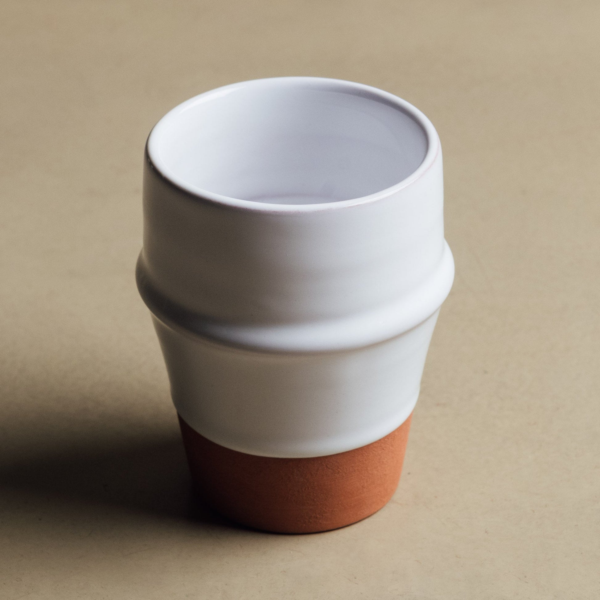 Earth Hues White & Ochre Red Beldi Cup - Moroccan Dinnerware - TrendAura