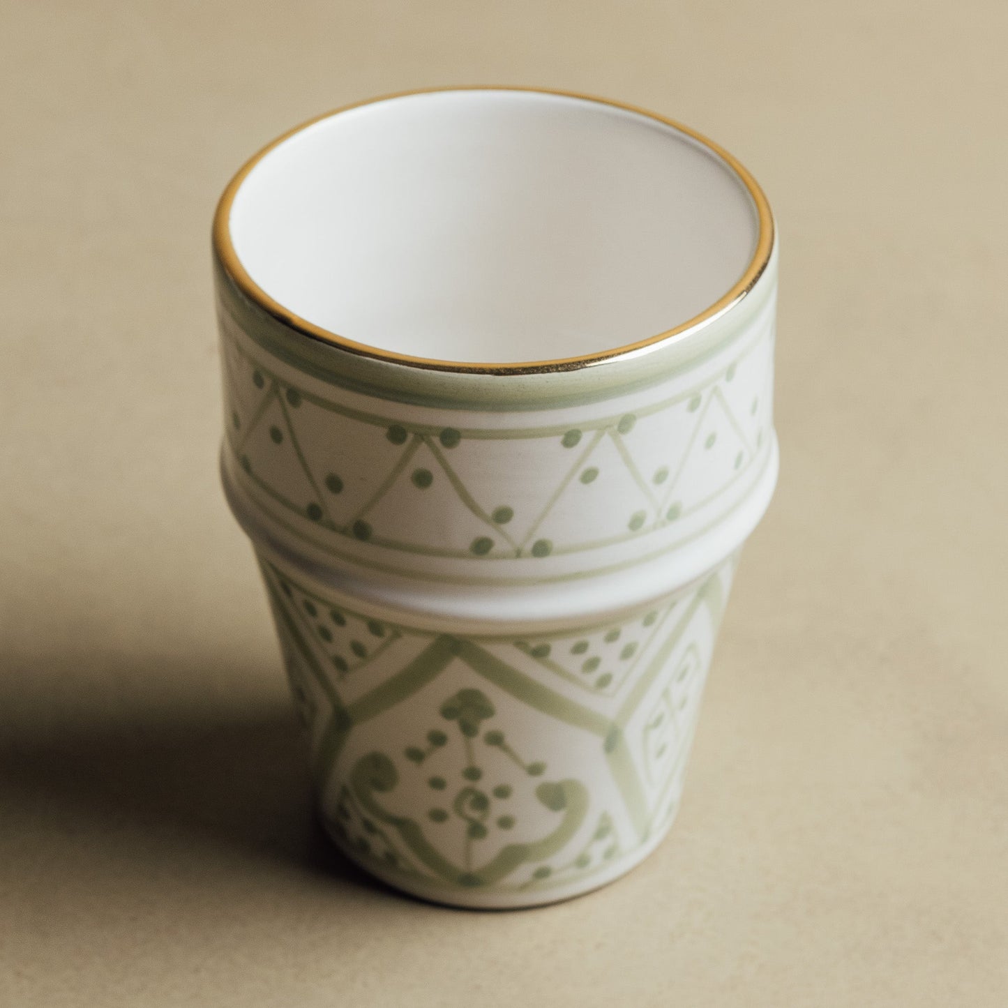 Fez Green Cup - Moroccan Dinnerware Adorned with 12 Carat Gold Accents - TrendAura
