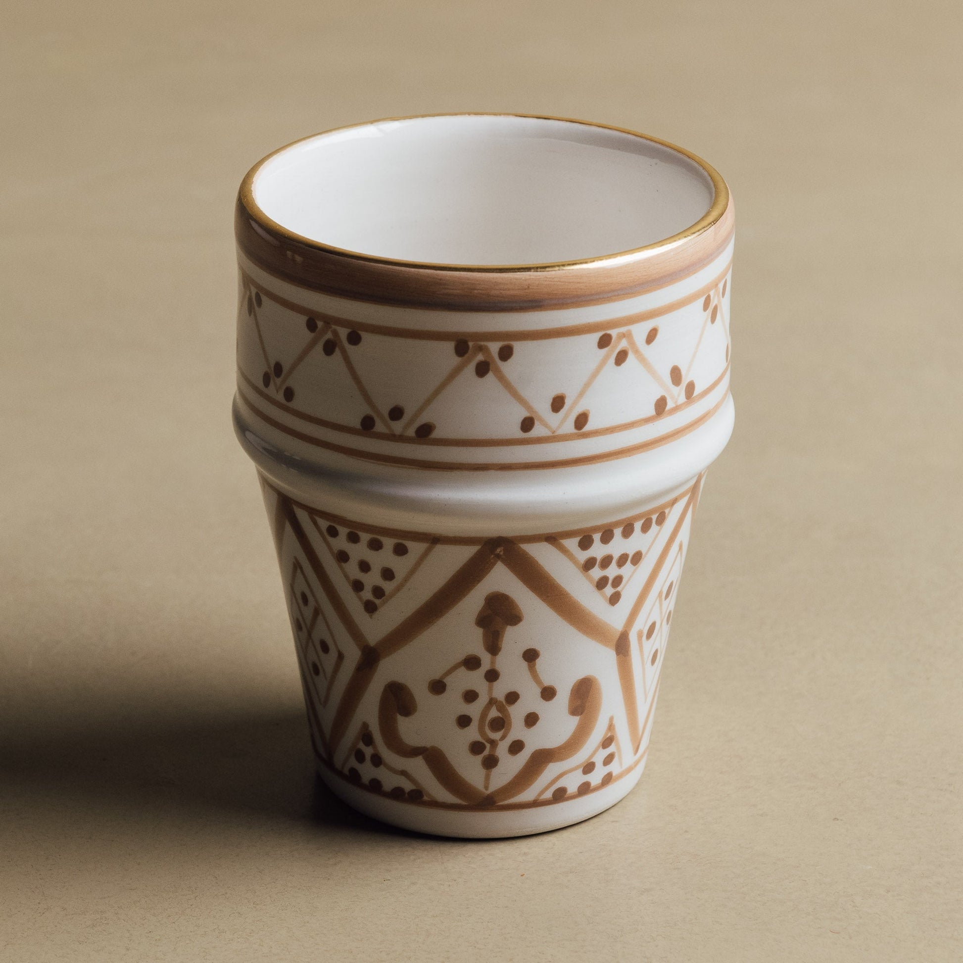 Fez Sand Cup - Moroccan Dinnerware Adorned with 12 Carat Gold Accents - TrendAura
