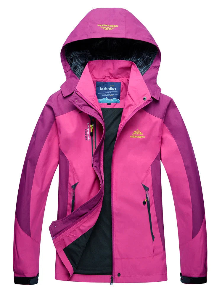 Women’s Rain Jacket – Waterproof – Relaxed Fit – Adjustable Hood – Zipper Pockets