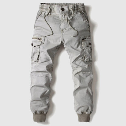 Aaron Men's Khaki Cargo Jogger Pants With Utility Pockets And Slim Tapered Fit For Daily Wear