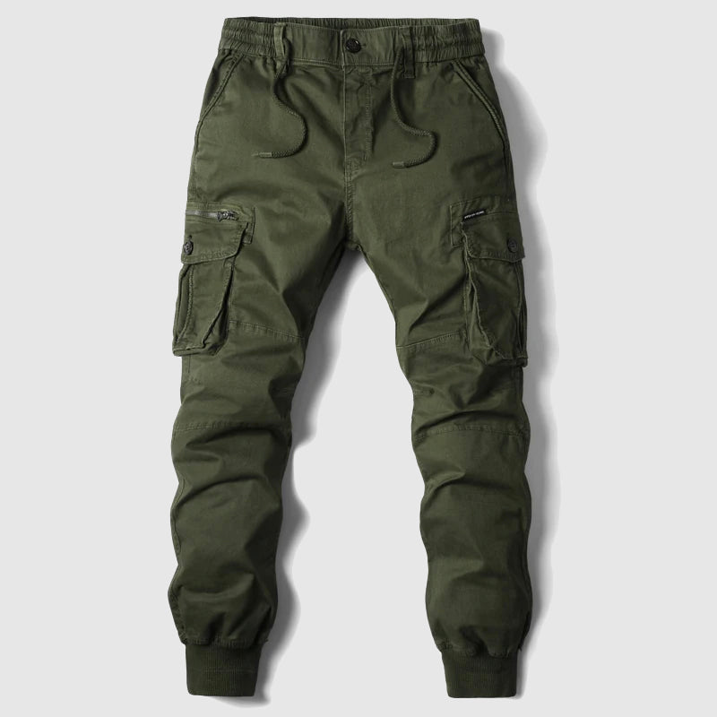 Aaron Men's Khaki Cargo Jogger Pants With Utility Pockets And Slim Tapered Fit For Daily Wear