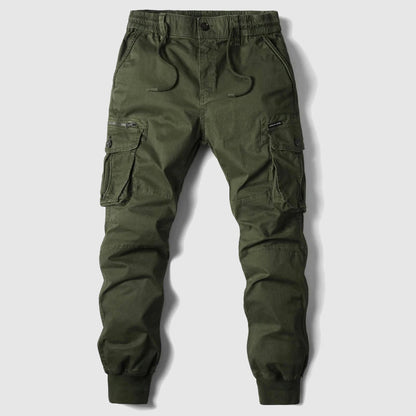 Aaron Men's Khaki Cargo Jogger Pants With Utility Pockets And Slim Tapered Fit For Daily Wear