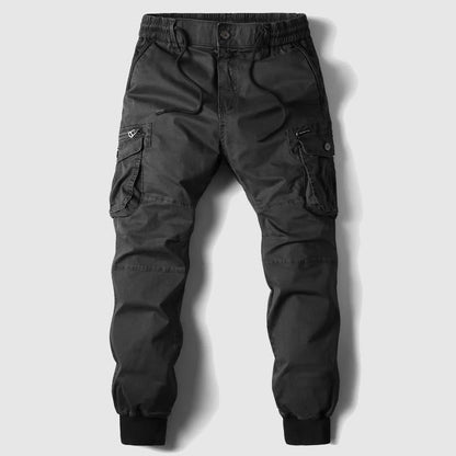 Aaron Men's Khaki Cargo Jogger Pants With Utility Pockets And Slim Tapered Fit For Daily Wear
