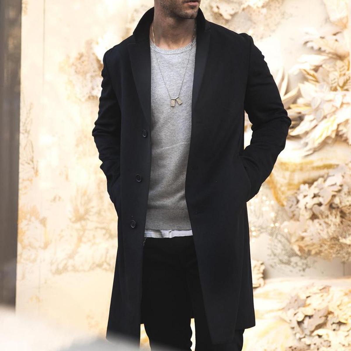 John Mens Classic Long Street Style Coat by TrendAura Timeless Tailoring for Modern Winter Wardrobe